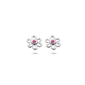 oorknoppen bloem zirkonia 8,5 mm zilver gerhodineerd