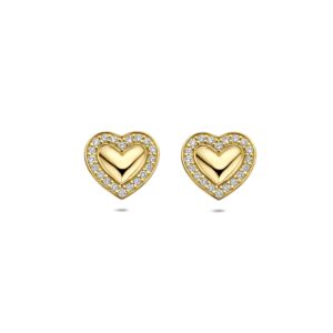 oorknoppen hart lab grown diamant 0.20ct (2x 0.10ct) f vs 9 mm 14K geelgoud