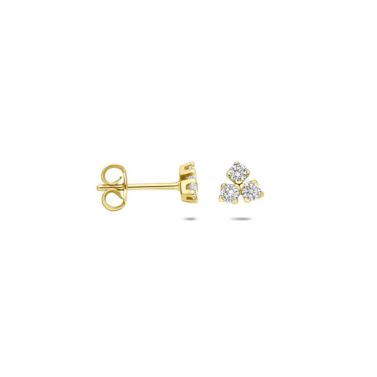 oorknoppen lab grown diamant 0.07ct (2x 0.035ct) f vs 4,5 mm 14K geelgoud - Afbeelding 3