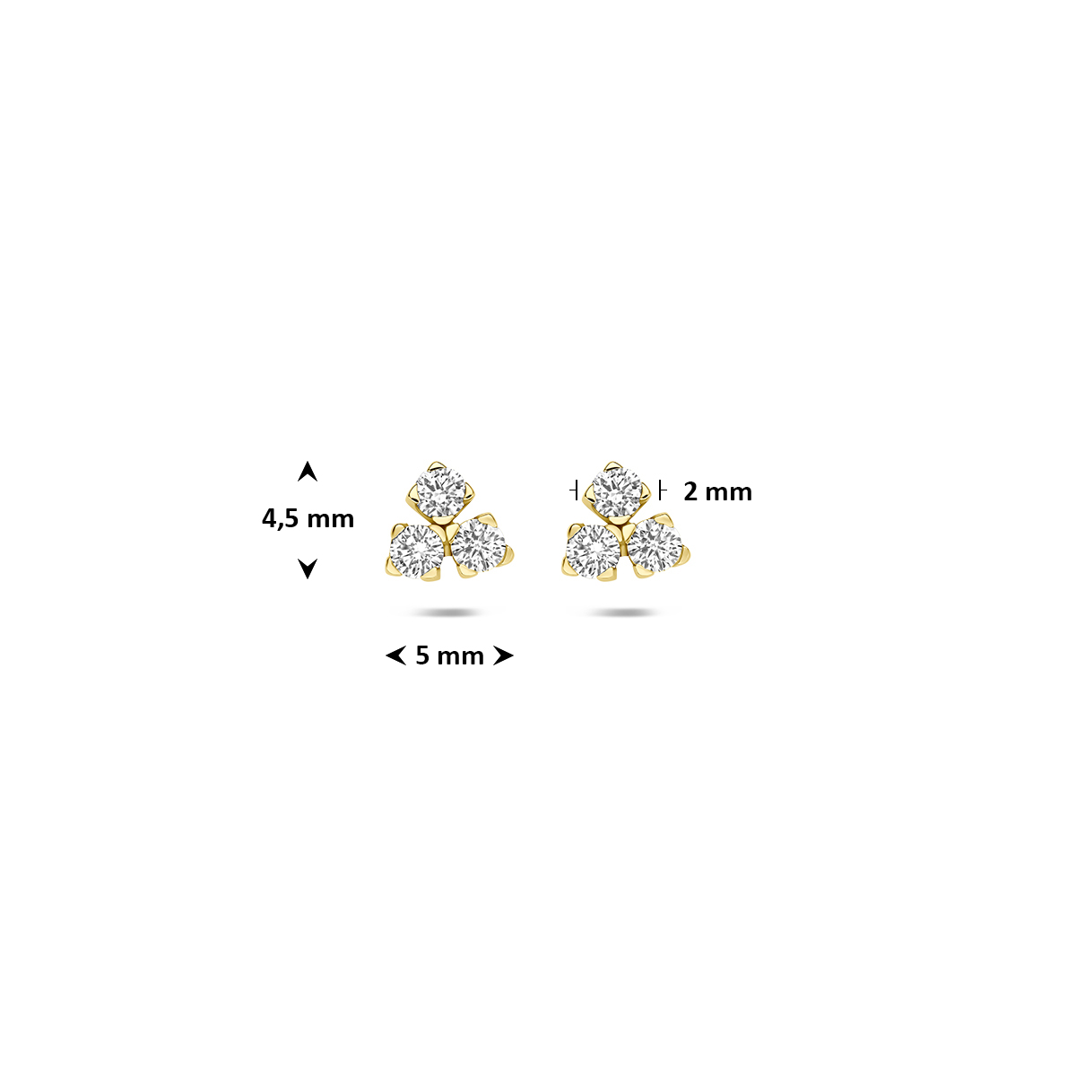 oorknoppen lab grown diamant 0.07ct (2x 0.035ct) f vs 4,5 mm 14K geelgoud - Afbeelding 4