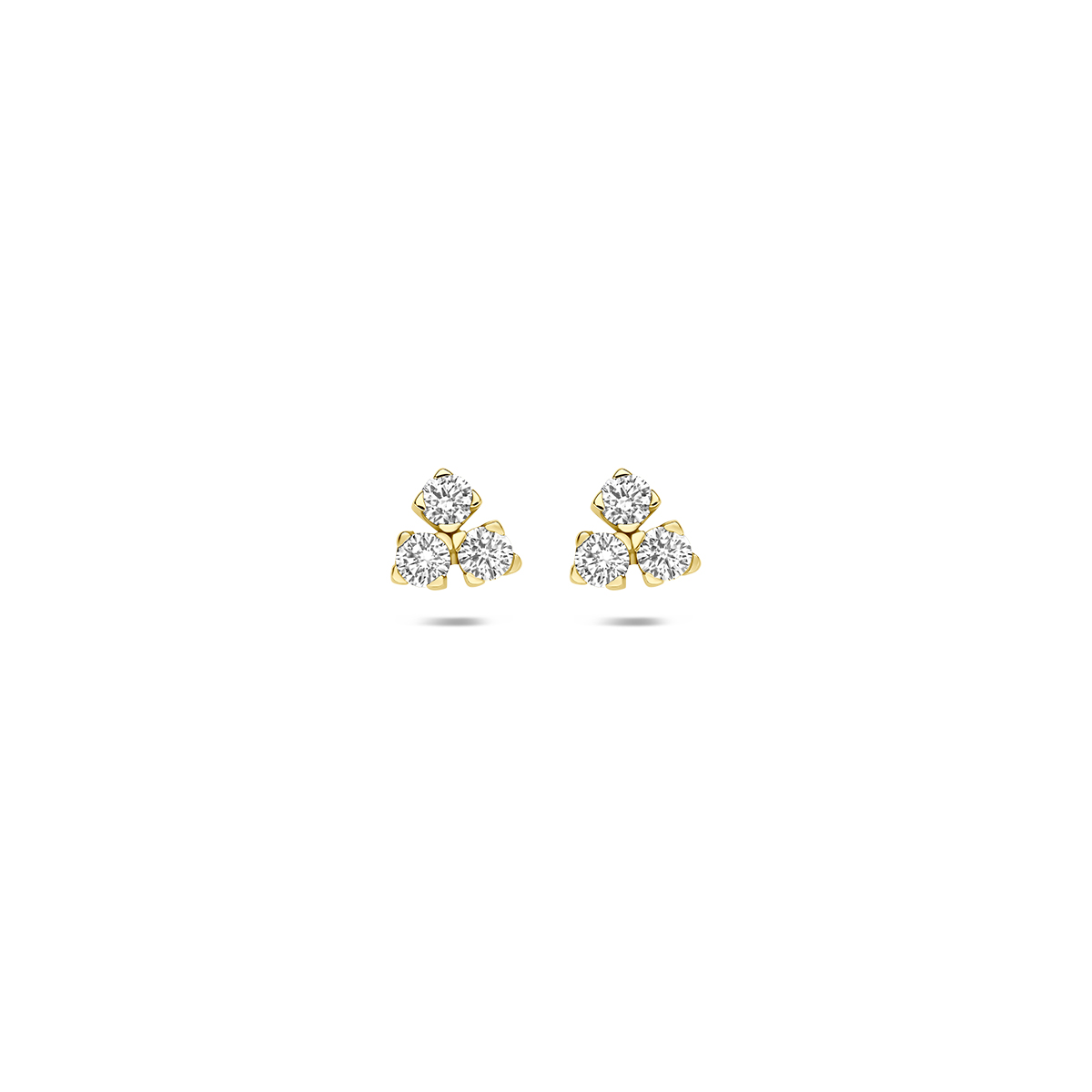 oorknoppen lab grown diamant 0.07ct (2x 0.035ct) f vs 4,5 mm 14K geelgoud
