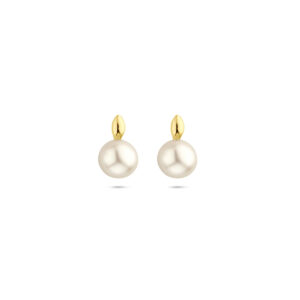 oorknoppen parel 10 mm 14K geelgoud