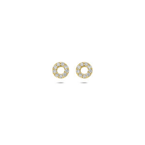 oorknoppen rond lab grown diamant 0.092ct (2x 0.046ct) f vs 4,5 mm 14K geelgoud