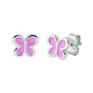 oorknoppen vlinder emaille zilver gerhodineerd