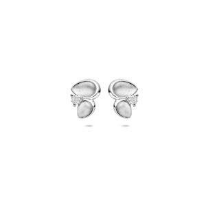 oorknoppen zirkonia poli/mat 10,5 mm zilver gerhodineerd