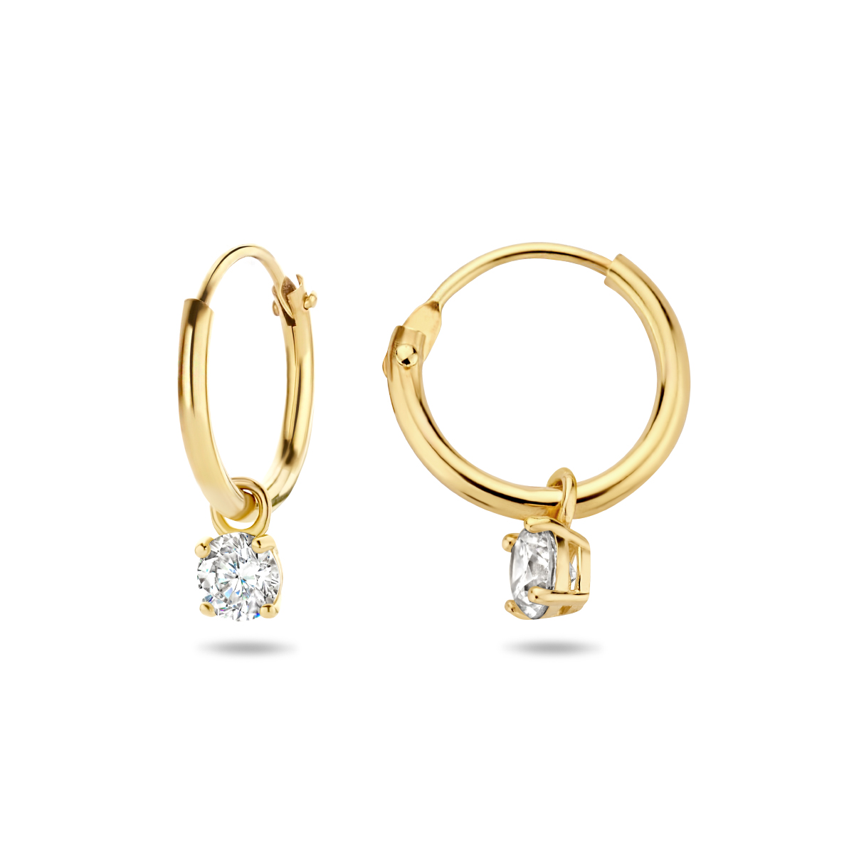 oorringen met hangers zirkonia 14K geelgoud - Afbeelding 3