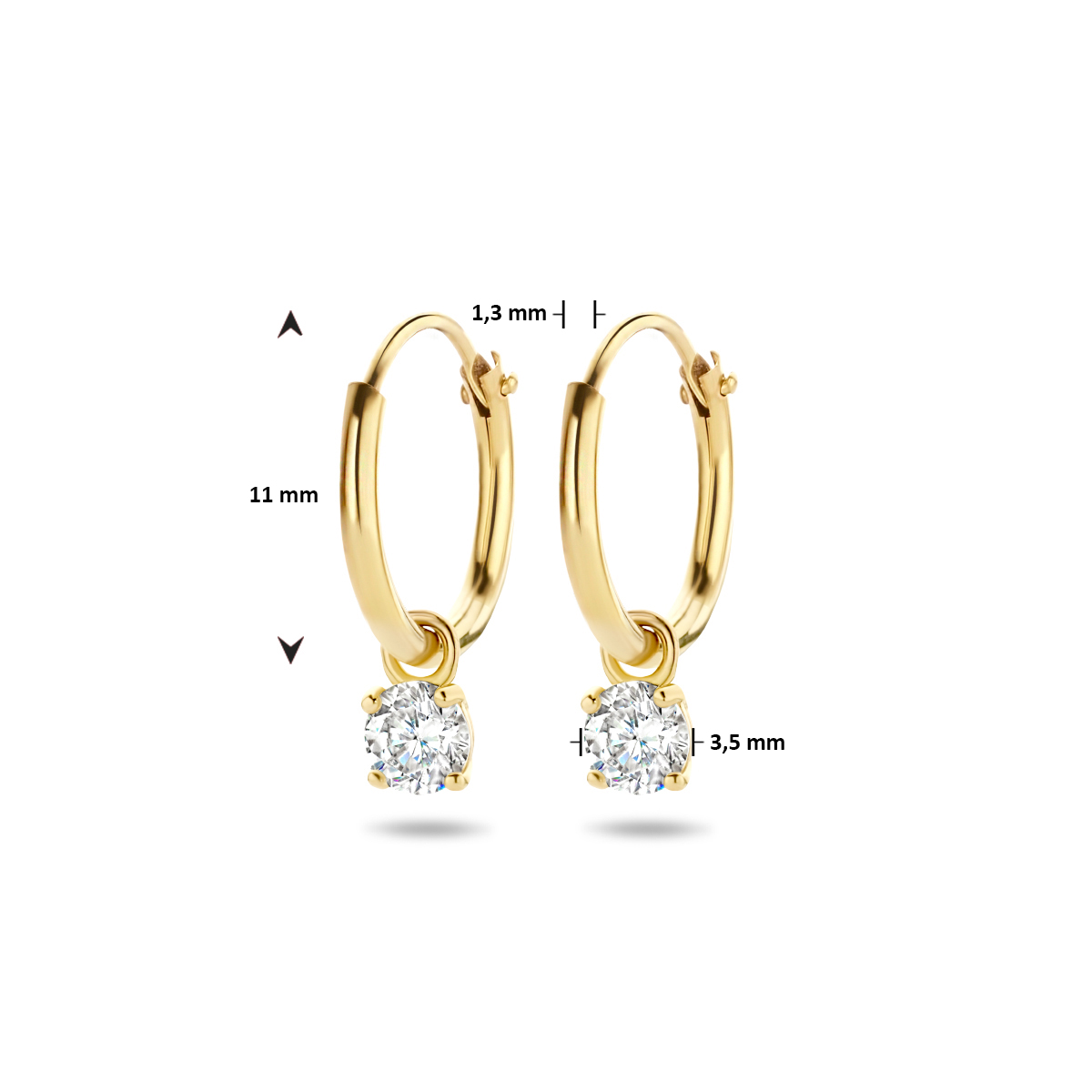 oorringen met hangers zirkonia 14K geelgoud - Afbeelding 4