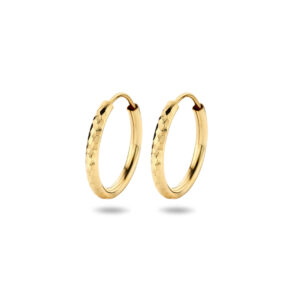 oorringen ronde buis gediamanteerd 16 mm 14K geelgoud