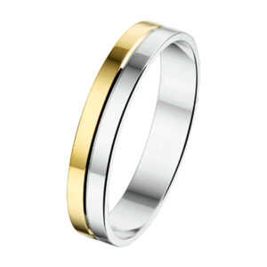 ring 4 mm zonder steen 14K goud en zilver
