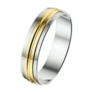 ring 5 mm zonder steen 14K goud en zilver