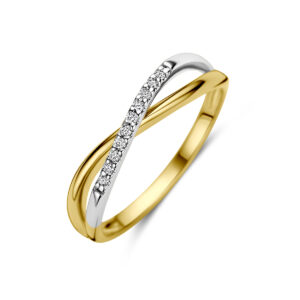ring diamant 0.06ct h si 14K bicolor goud geel/wit