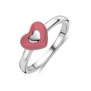 ring emaille hartje zilver gerhodineerd
