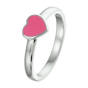 ring hart emaille zilver gerhodineerd