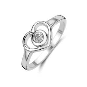 ring hart en zirkonia zilver wit