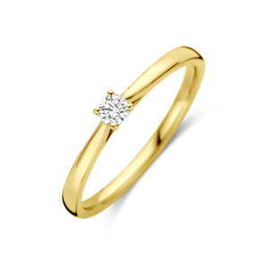 ring lab grown diamant 0.10ct h si 14K geelgoud
