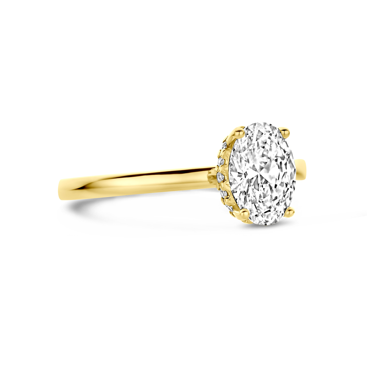 ring lab grown diamant ovaal 1.07ct f vs 14K geelgoud - Afbeelding 4