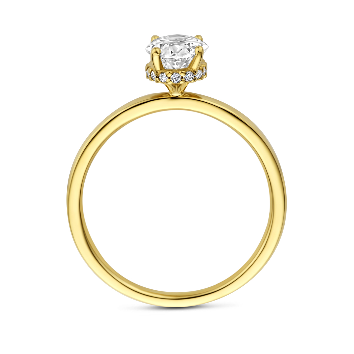 ring lab grown diamant ovaal 1.07ct f vs 14K geelgoud