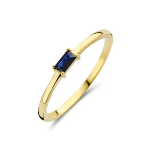 ring met geboortesteen saffier september 14K geelgoud