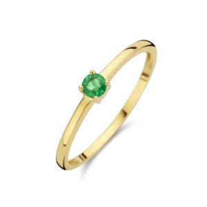 ring met geboortesteen smaragd mei 14K geelgoud