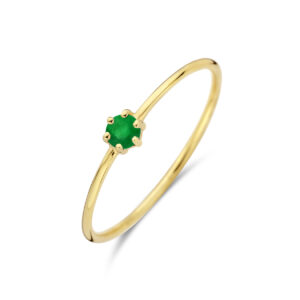 ring met geboortesteen smaragd mei 14K geelgoud