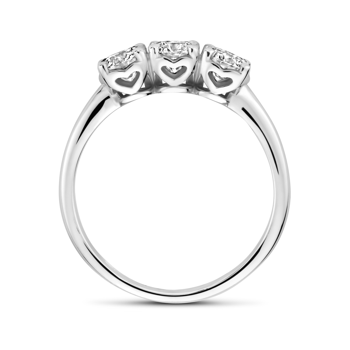 ring trilogie lab grown diamant 0.90ct g vs 14K witgoud - Afbeelding 3