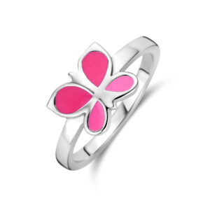ring vlinder emaille zilver gerhodineerd