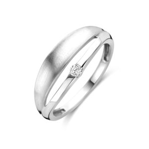 ring zirkonia poli/mat zilver gerhodineerd
