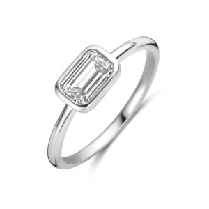 ring zirkonia zilver gerhodineerd