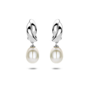 stekeroorringen parel 25 mm zilver gerhodineerd