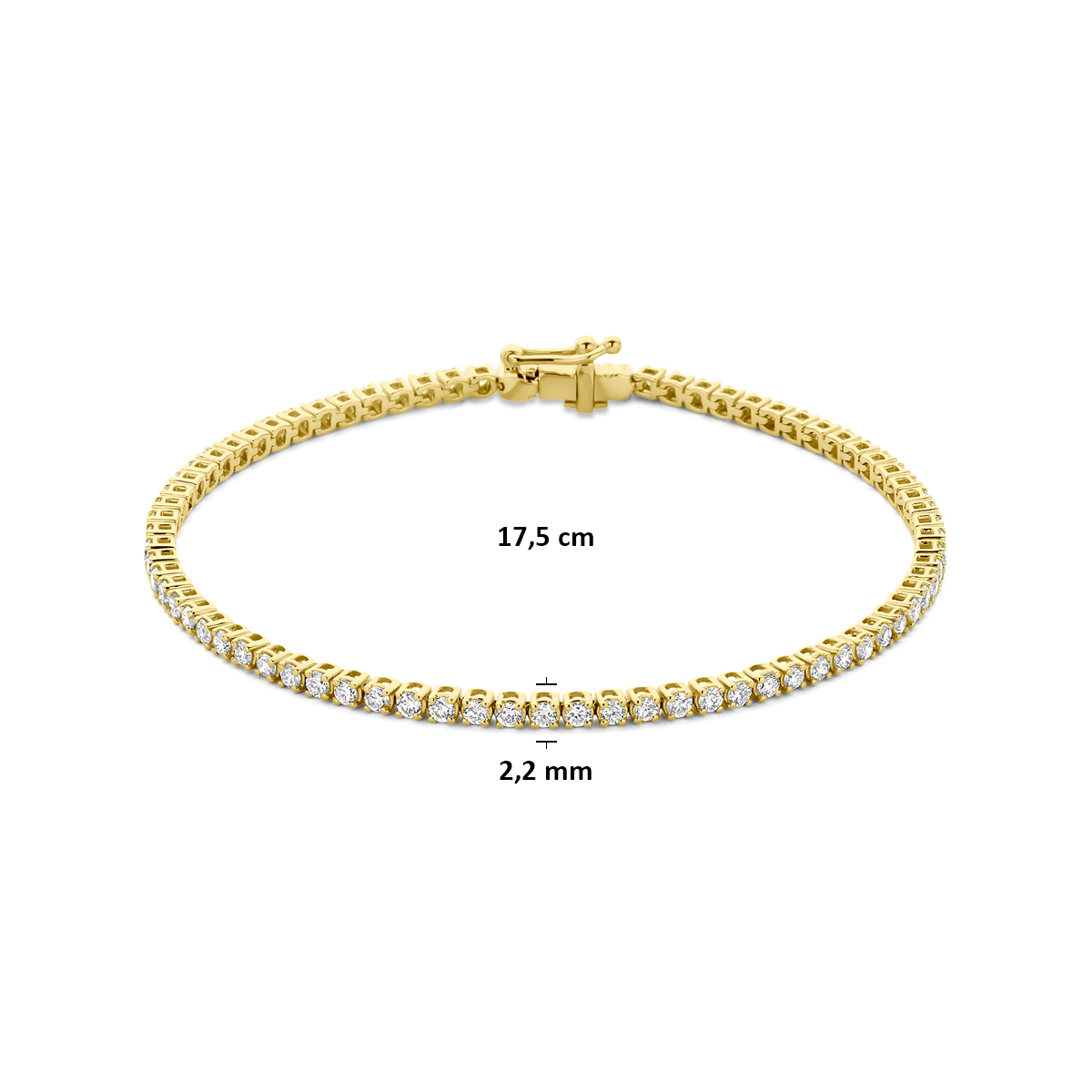 tennisarmband lab grown diamant 2.00ct f vs 2,2 mm 17,5 cm 14K geelgoud - Afbeelding 3