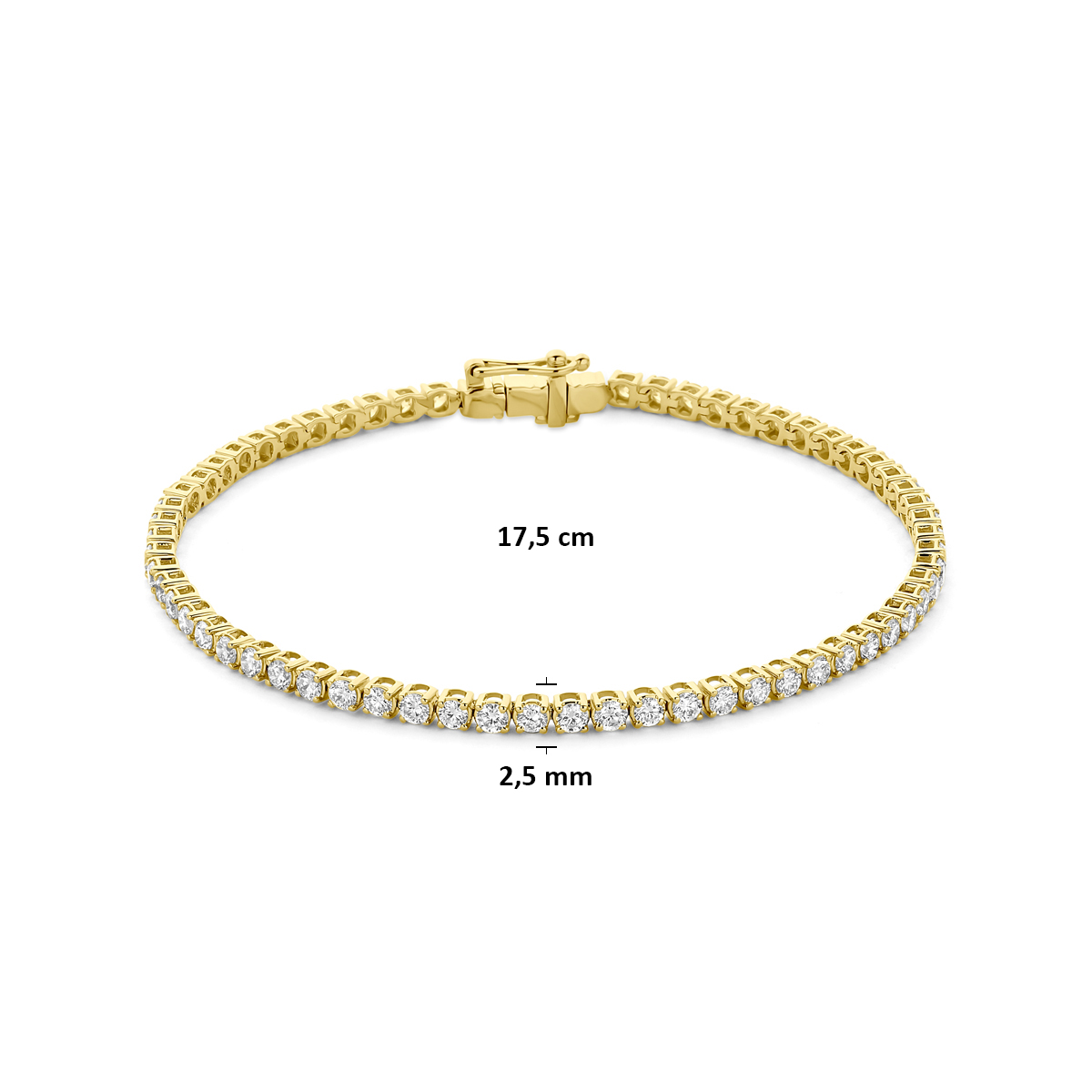 tennisarmband lab grown diamant 3.00ct f vs 2,5 mm 17,5 cm 14K geelgoud - Afbeelding 3