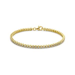tennisarmband zirkonia 3 mm 18 cm 3 micron zilver verguld (geel)