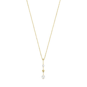 y-collier bolletjes en parels 41 - 43 - 45 cm 14K geelgoud