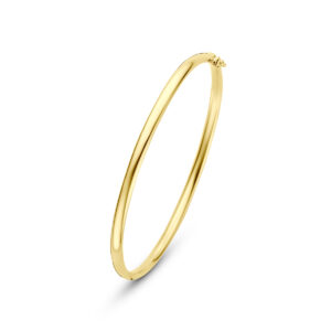 9k bangle scharnier ovale buis massief 3 x 60 mm 9K geel/zilverkern