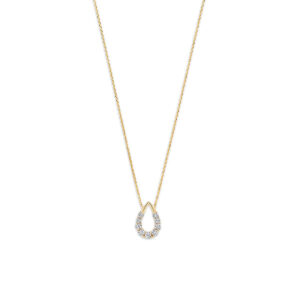 9k collier druppel zirkonia 41 - 43 - 45 cm 9K geel