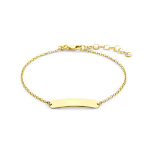 9k graveerarmband plaat 5,0 mm 16 + 3 cm 9K geel