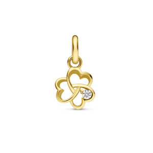 9k hanger klavertje zirkonia 8 mm 9K geel