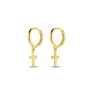 9k klapoorringen kruis 20 mm 9K geel