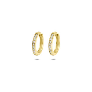 9k klapoorringen zirkonia 12,5 mm 9K geel