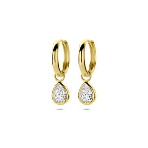 9k klapoorringen zirkonia 21 mm 9K geel