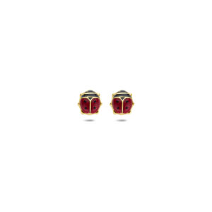 9k oorknoppen lieveheersbeestje 5,5 mm 9K geel