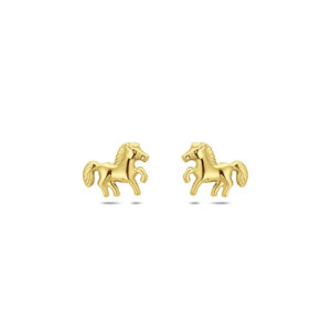 9k oorknoppen paard 7,5 mm 9K geel