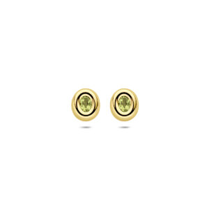 9k oorknoppen peridot 6,5 mm 9K geel