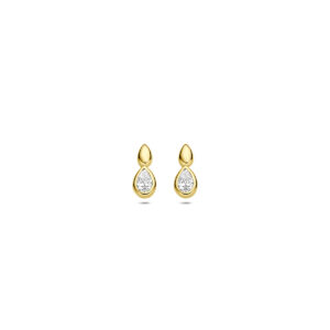 9k oorknoppen zirkonia 7 mm 9K geel