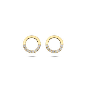 9k oorknoppen zirkonia 9 mm 9K geel