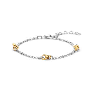 armband 16 + 3 cm 3 micron zilver verguld (geel/rhodium)
