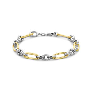 armband 7,5 mm 20 cm 14K goud en zilver