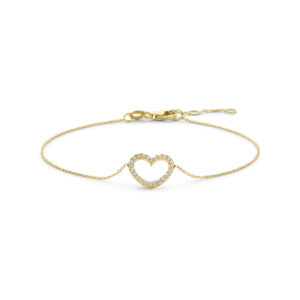 armband hartje lab grown diamant 0.13ct f vs 16,5 - 17,5 - 18,5 cm 14K geelgoud