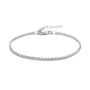 armband koord 1,7 mm 16 + 3 cm zilver gerhodineerd