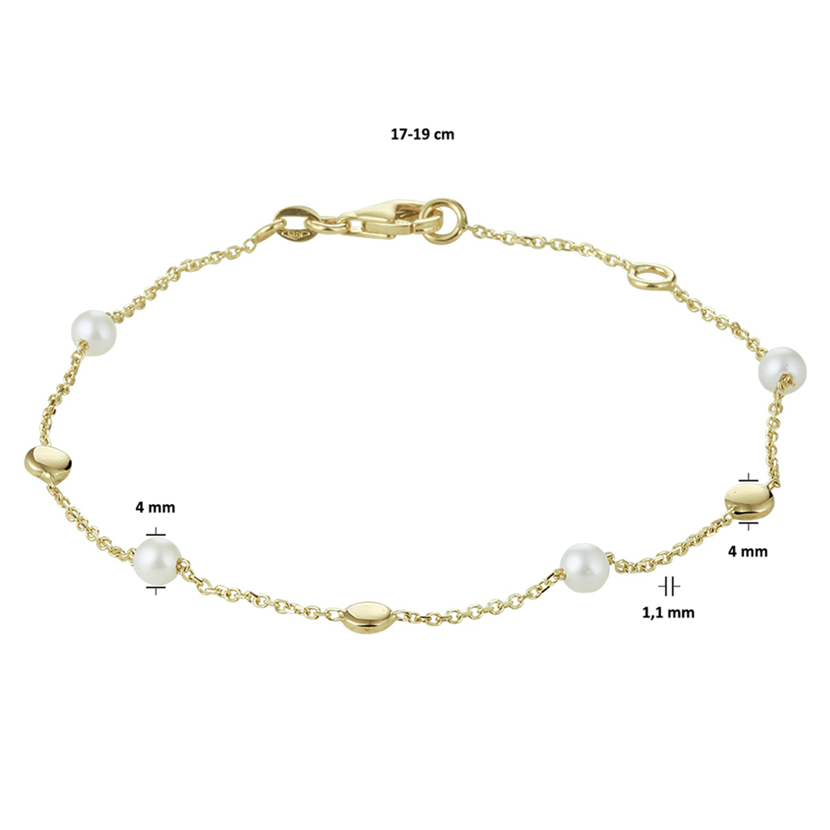 armband parel 17 - 19 cm 14K geelgoud - Afbeelding 3